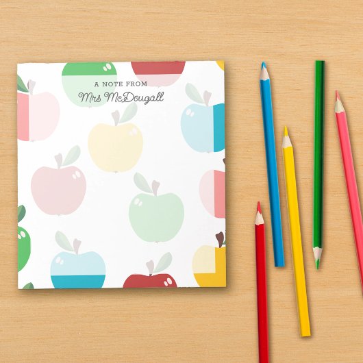 Kleurrijke Apple patronen Een notitie van de leraa Notitieblok