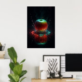 Kleurrijke Apple Splash in Geometrische Energie Ri Poster (Thuiskantoor)