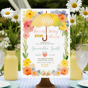 Kleurrijke aprilbuien Gele paraplu baby shower Kaart