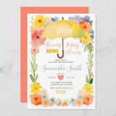 Kleurrijke aprilbuien Gele paraplu Baby Shower Kaart (Voorkant / Achterkant)