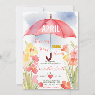 Kleurrijke aprilbuien Roze paraplu baby shower Kaart