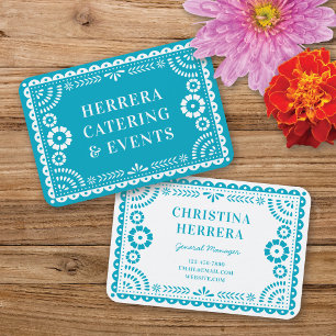 Kleurrijke Aqua Papel Picado Catering Event Stylis Visitekaartje