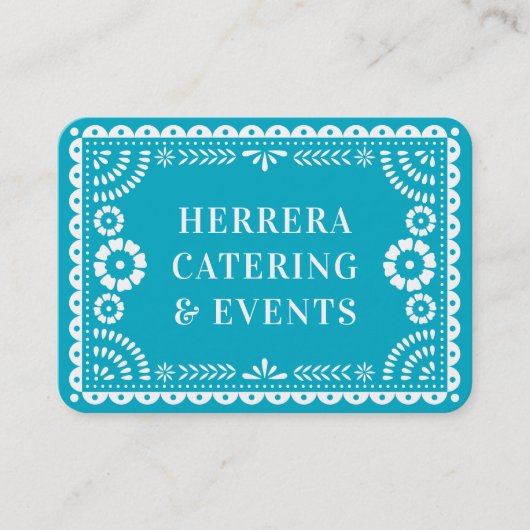 Kleurrijke Aqua Papel Picado Catering Event Stylis Visitekaartje (Voorkant)