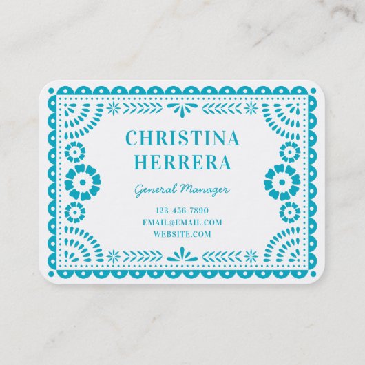 Kleurrijke Aqua Papel Picado Catering Event Stylis Visitekaartje (Achterkant)