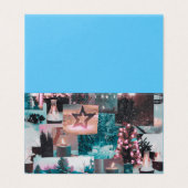 Kleurrijke Aqua & Roze Kerstmis Collage Gevouwen K Kaart (Buitenkant ongevouwen)