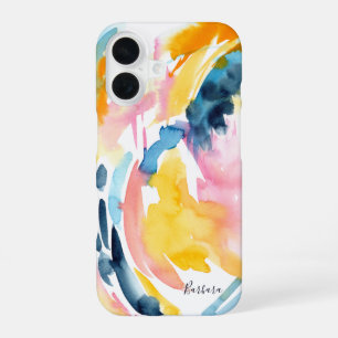 Kleurrijke Aquarel Abstracte Kunst Aangepaste Hoes iPhone 16 Hoesje