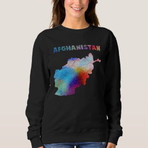 Kleurrijke Aquarel Afghanistan Kaart Digitale Kuns Trui