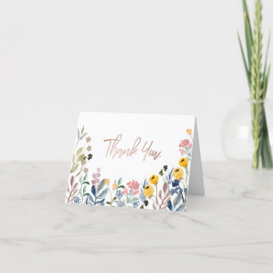 Kleurrijke Aquarel Bloemenweide Bedankkaart