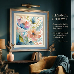 Kleurrijke aquarel bloemkunst poster
