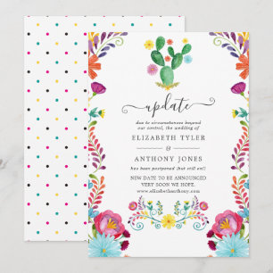 Kleurrijke Aquarel Bloemrijke Fiesta Bruiloft Upda Kaart
