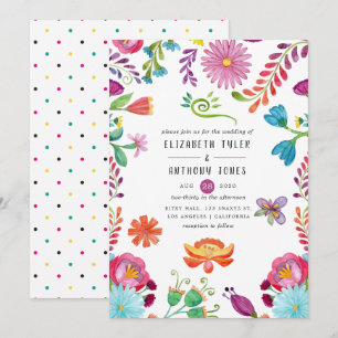 Kleurrijke Aquarel Bloemrijke Mexicaanse Fiesta Br Kaart