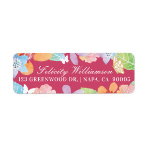 Kleurrijke aquarel Botanische bloemen & bladeren Etiket