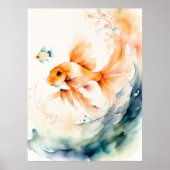 Kleurrijke aquarel goudvis poster (Voorkant)