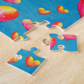 Kleurrijke Aquarel Harten Legpuzzel (Zijkant)