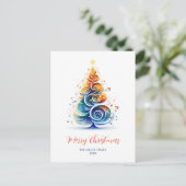 Kleurrijke Aquarel Kerstboom Aanpasbaar Feestdagenkaart (Staand voorkant)