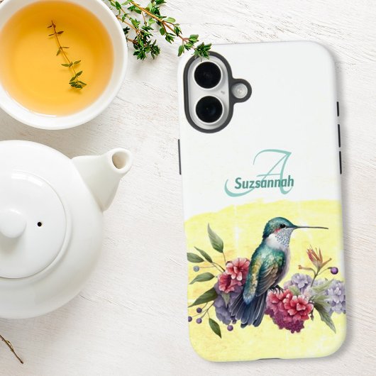 Kleurrijke Aquarel Kolibrie Gepersonaliseerd Case-Mate iPhone Case