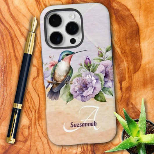 Kleurrijke Aquarel Kolibrie Gepersonaliseerd  Case-Mate iPhone Case