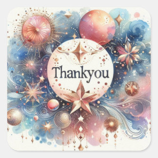 kleurrijke aquarel kunst Vierkante Sticker