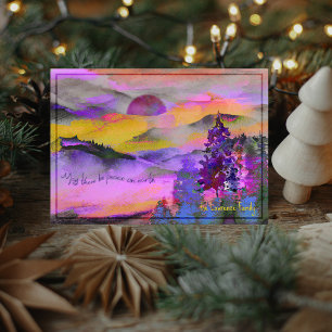 Kleurrijke aquarel landschap Kerstkaart Feestdagen Kaart