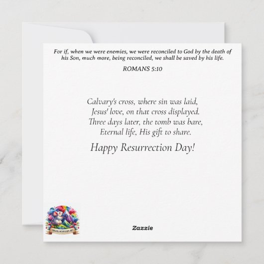 Kleurrijke Aquarel Lente Vlinder Konijn Pasen Feestdagenkaart (Achterkant)