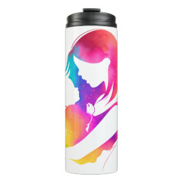 Kleurrijke Aquarel Moeder En Baby Reizen Tumbler Thermosbeker
