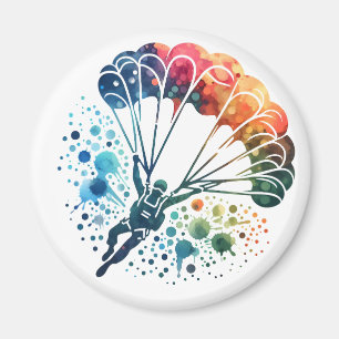 Kleurrijke Aquarel Parachutist Magneet
