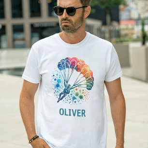 Kleurrijke Aquarel Parachutist Persoonlijk T-shirt