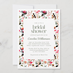 Kleurrijke Aquarel Roze Groene Bruids-Shower Kaart
