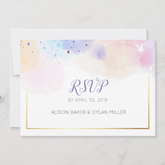 Kleurrijke Aquarel RSVP-ansichtkaart Kaart (Voorkant)