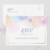 Kleurrijke Aquarel RSVP-ansichtkaart Kaart (Voorkant / Achterkant)