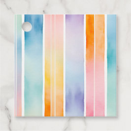 Kleurrijke Aquarel Strepen Gift Labels