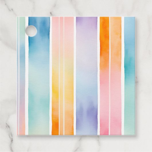 Kleurrijke Aquarel Strepen Gift Labels (Voorkant)