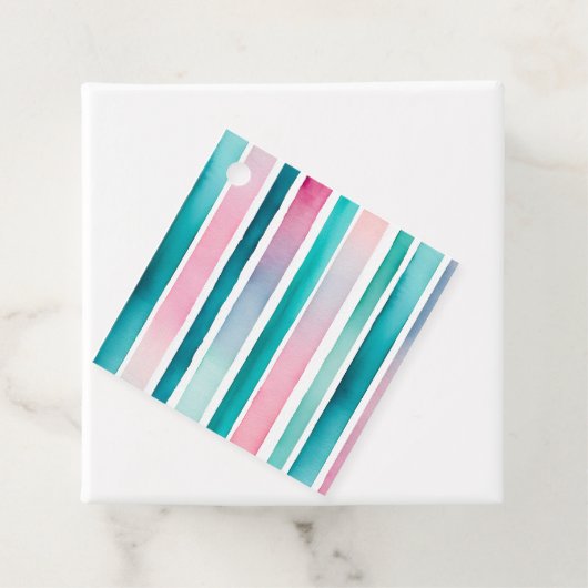 Kleurrijke Aquarel Strepen Gift Labels (In situ)