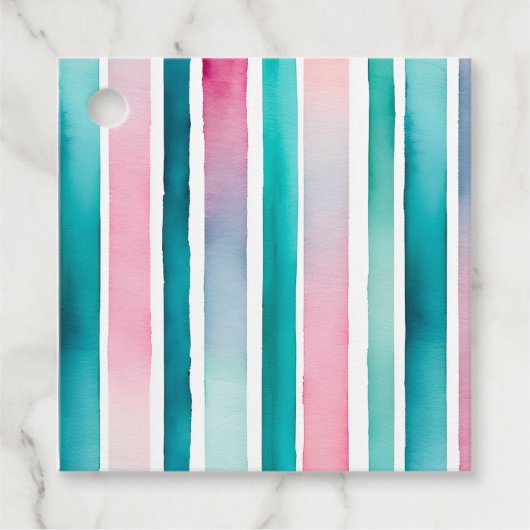 Kleurrijke Aquarel Strepen Gift Labels (Voorkant)