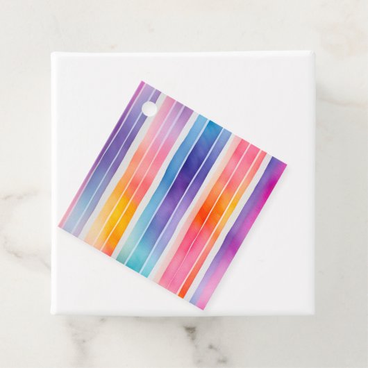 Kleurrijke Aquarel Strepen Gift Labels (In situ)