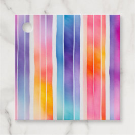 Kleurrijke Aquarel Strepen Gift Labels