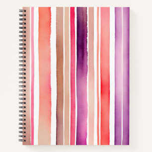 Kleurrijke Aquarel Strepen Spiral Notitieboek
