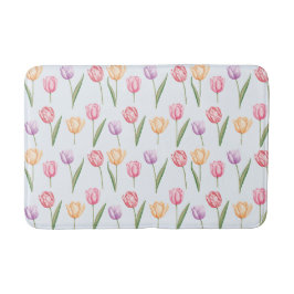 Kleurrijke Aquarel Tulpen Bloem Patroon Badmat