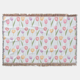 Kleurrijke Aquarel Tulpen Bloem Patroon Deken