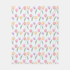 Kleurrijke Aquarel Tulpen Bloem Patroon Fleece Deken