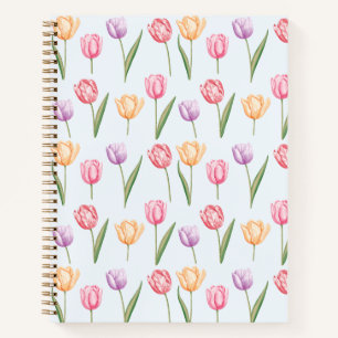 Kleurrijke Aquarel Tulpen Bloem Patroon Notitieboek