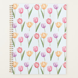 Kleurrijke Aquarel Tulpen Bloem Patroon Planner