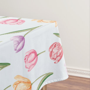 Kleurrijke Aquarel Tulpen Bloem Patroon Tafelkleed