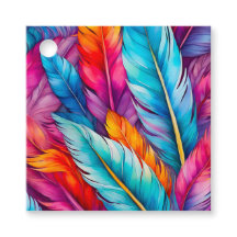 Kleurrijke Aquarel Veer Art Gift Labels