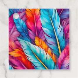 Kleurrijke Aquarel Veer Art Gift Labels