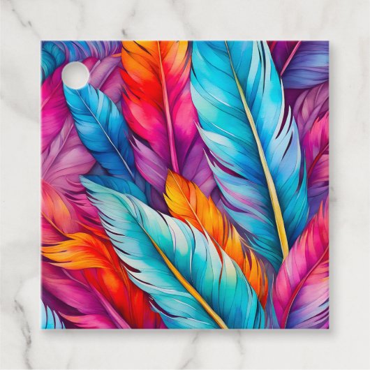 Kleurrijke Aquarel Veer Art Gift Labels (Voorkant)