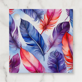 Kleurrijke Aquarel Veer Art Gift Labels