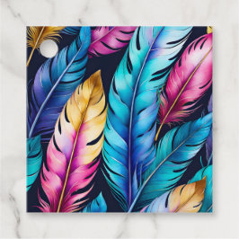 Kleurrijke Aquarel Veer Art Gift Labels