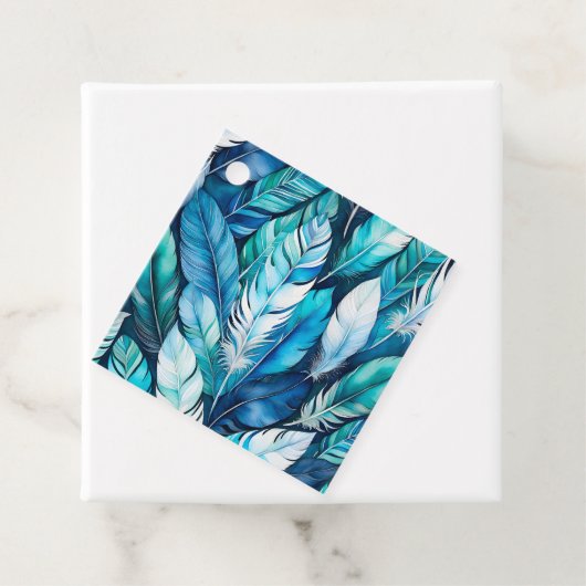 Kleurrijke Aquarel Veer Art Gift Labels (In situ)