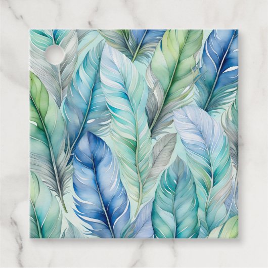 Kleurrijke Aquarel Veer Art Gift Labels (Voorkant)